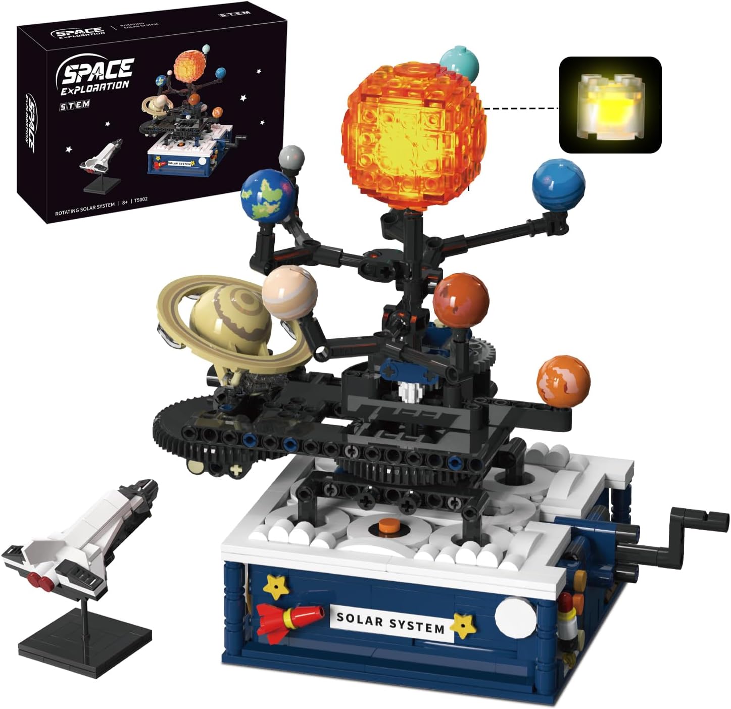 Detalle de PENGBU RC T5002 zonnestelsel-bouwset met licht, draaibare planeten, 775 stukken