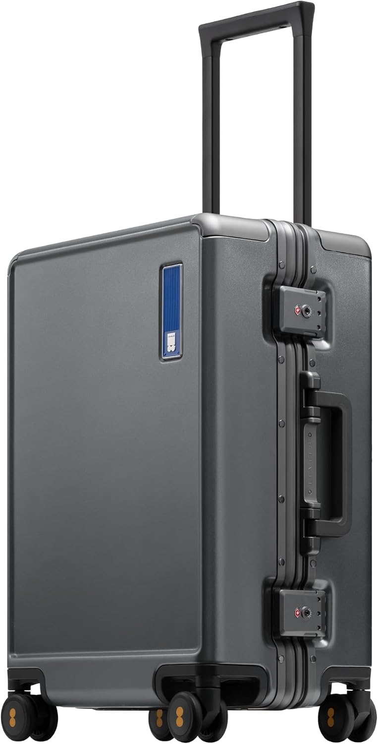 Detalle de LEVEL8 Zipperless 20-Inch Aluminum Frame Carry-On Luggage (Grey)