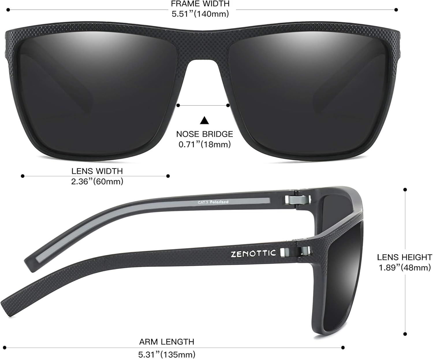 Thumbnail 1 de ZENOTTIC Occhiali da sole polarizzati uomo TR90 leggero con montatura UV400
