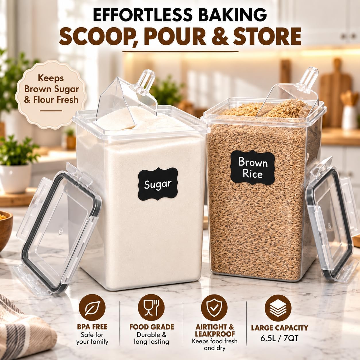 Detalle 2 de WHITE FEATHER SUPPLIES 6.5L Food Storage Containers 🍱