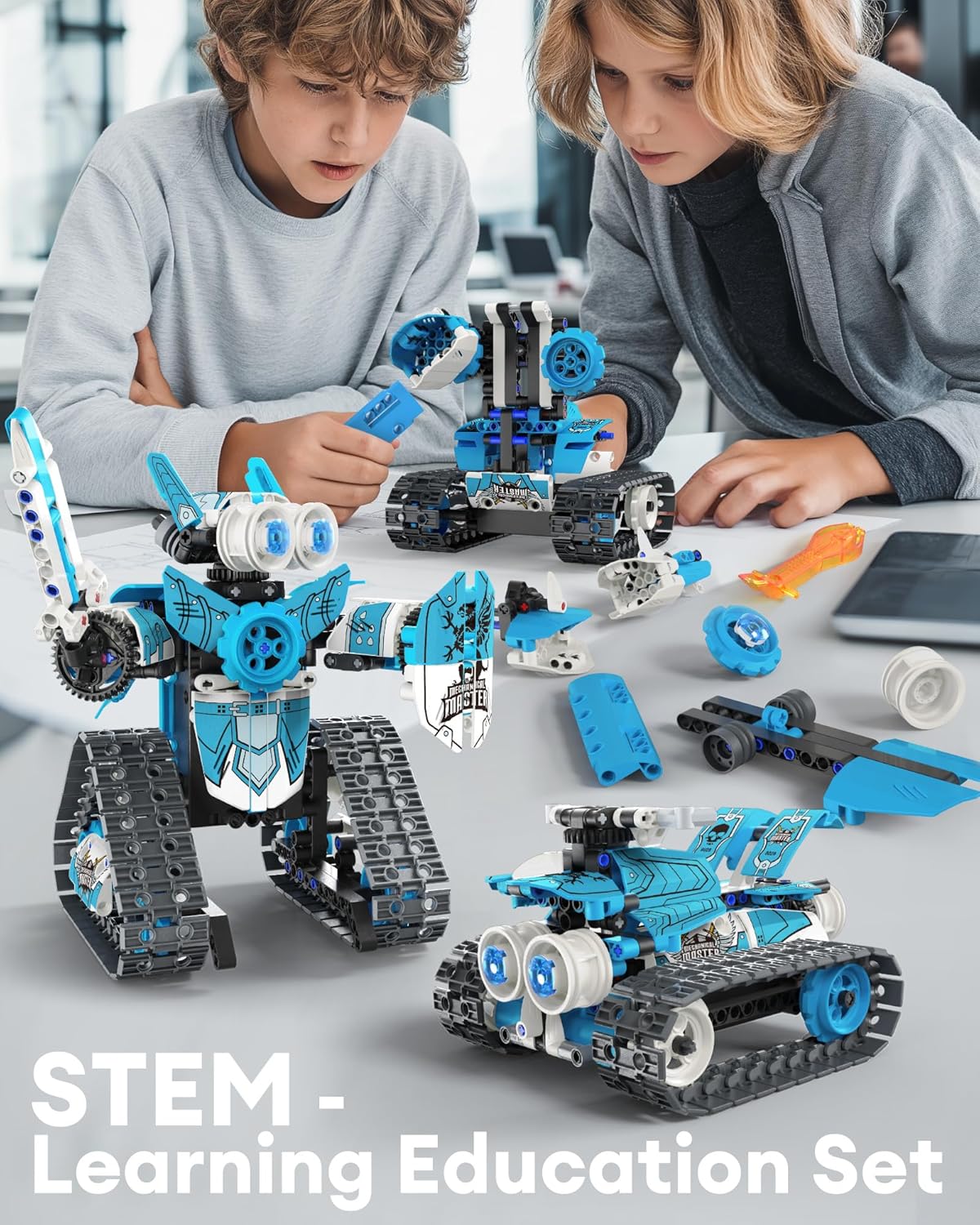 Detalle de Opmind 5 in 1 STEM RC Robot Building Kit — 408PCS Educational Robotics Set for Kids
