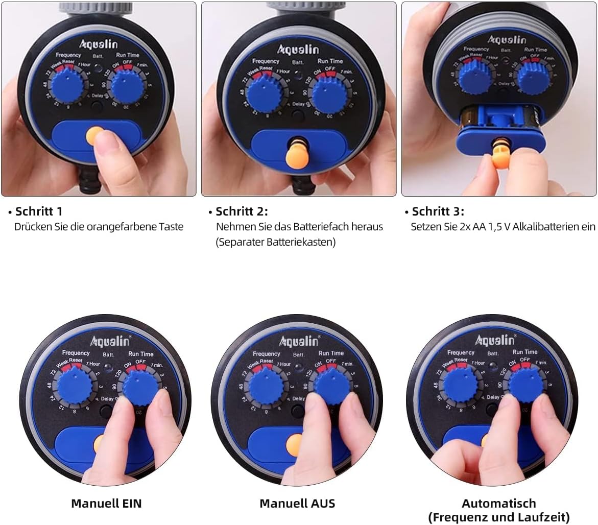 Detalle de Aqualin Orologio per irrigazione da Giardino con Rubinetto a Sfera – Timer impermeabile IP65
