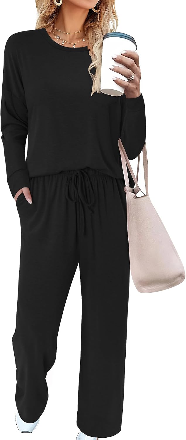 Detalle de onlypuff Women's Two-Piece Lounge Set with Wide-Leg Pants