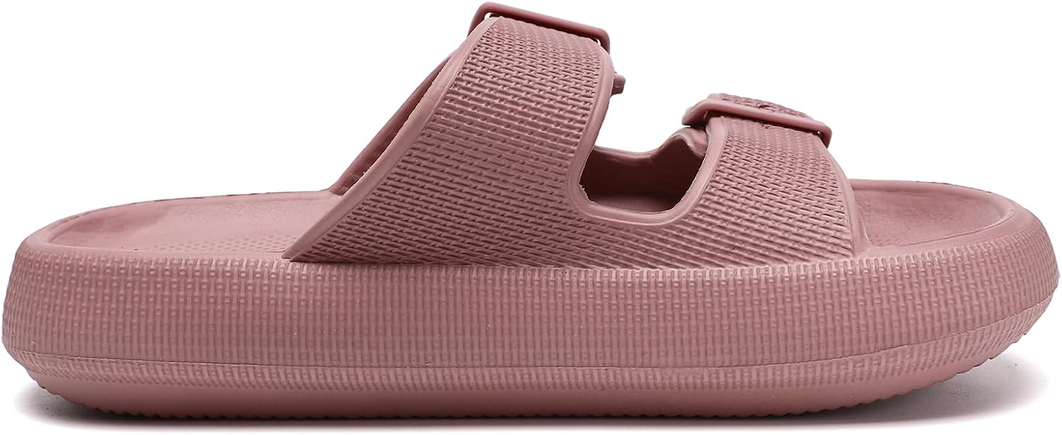 Detalle de Waysoland Cozyslides Original Damen/Herren Wolkenschuhe: Verstellbare Schnallen, rutschfest, schnell trocknend, 4 cm Zwischensohle