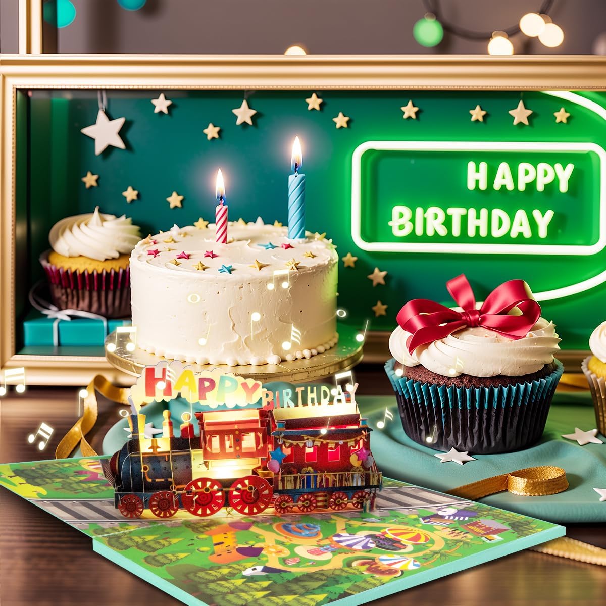 Thumbnail 3 de CNLITIHEKA Musical Train Birthday Card