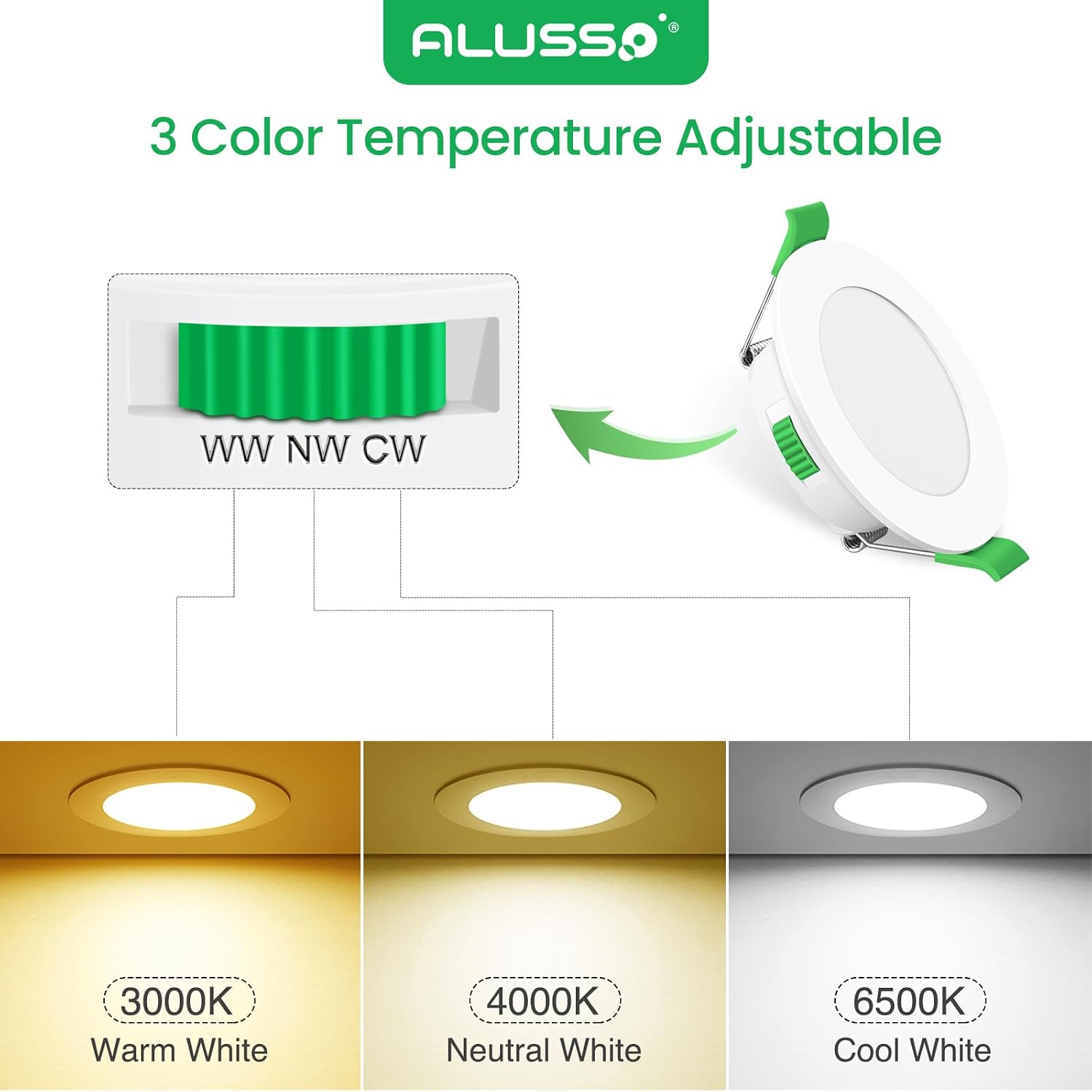 Detalle de ALUSSO LED Recessed Ceiling Lights 4W 310LM — 6 Pack