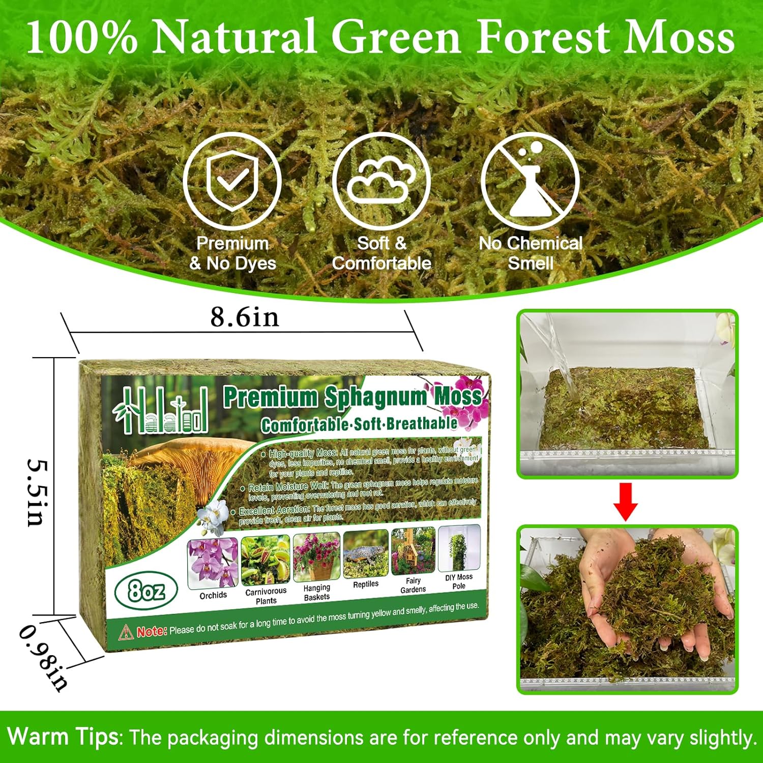 Thumbnail 1 de Halatool Sphagnum Moos 230 g für Pflanzen – naturbelassenes Moos für Orchideen, Terrarien & Umtopfen