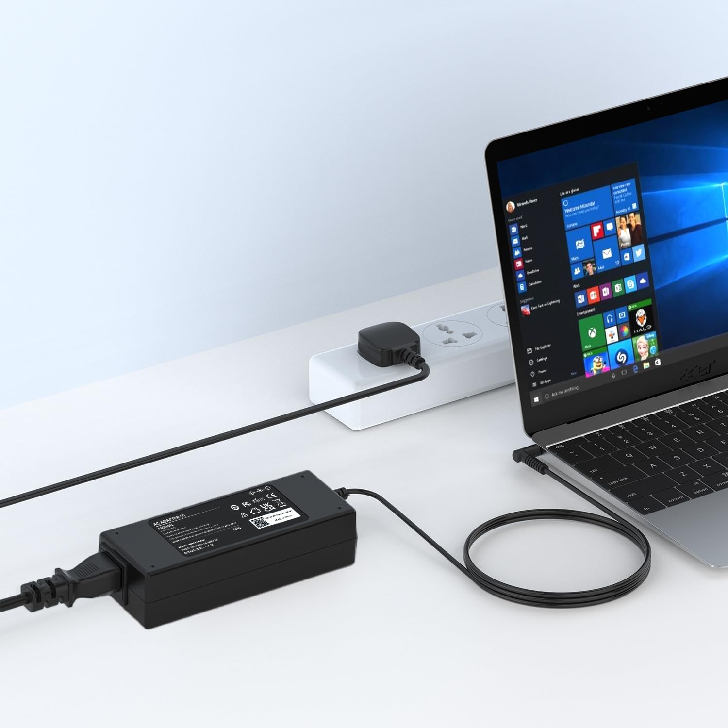 Detalle 2 de VUOHOEG HP laptop charger (blue tip 4.5mm × 3.0mm) 90W/65W/45W UK power adapter