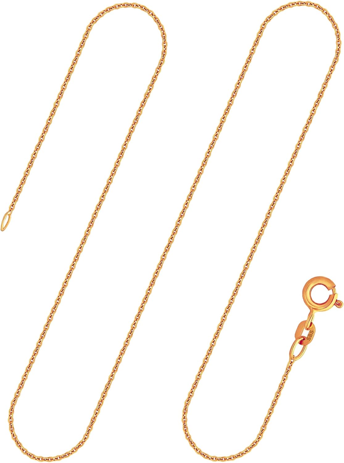 Detalle de EDELIND Catenina Donna Oro Giallo 14K 333/375/585/750 – Collana Ancora Rotonda 1,1 mm, 65 cm con scatola regalo