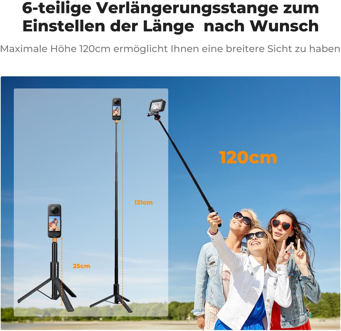 Thumbnail 4 de K&F CONCEPT MS21 Selfie Stick Stativ 120 cm