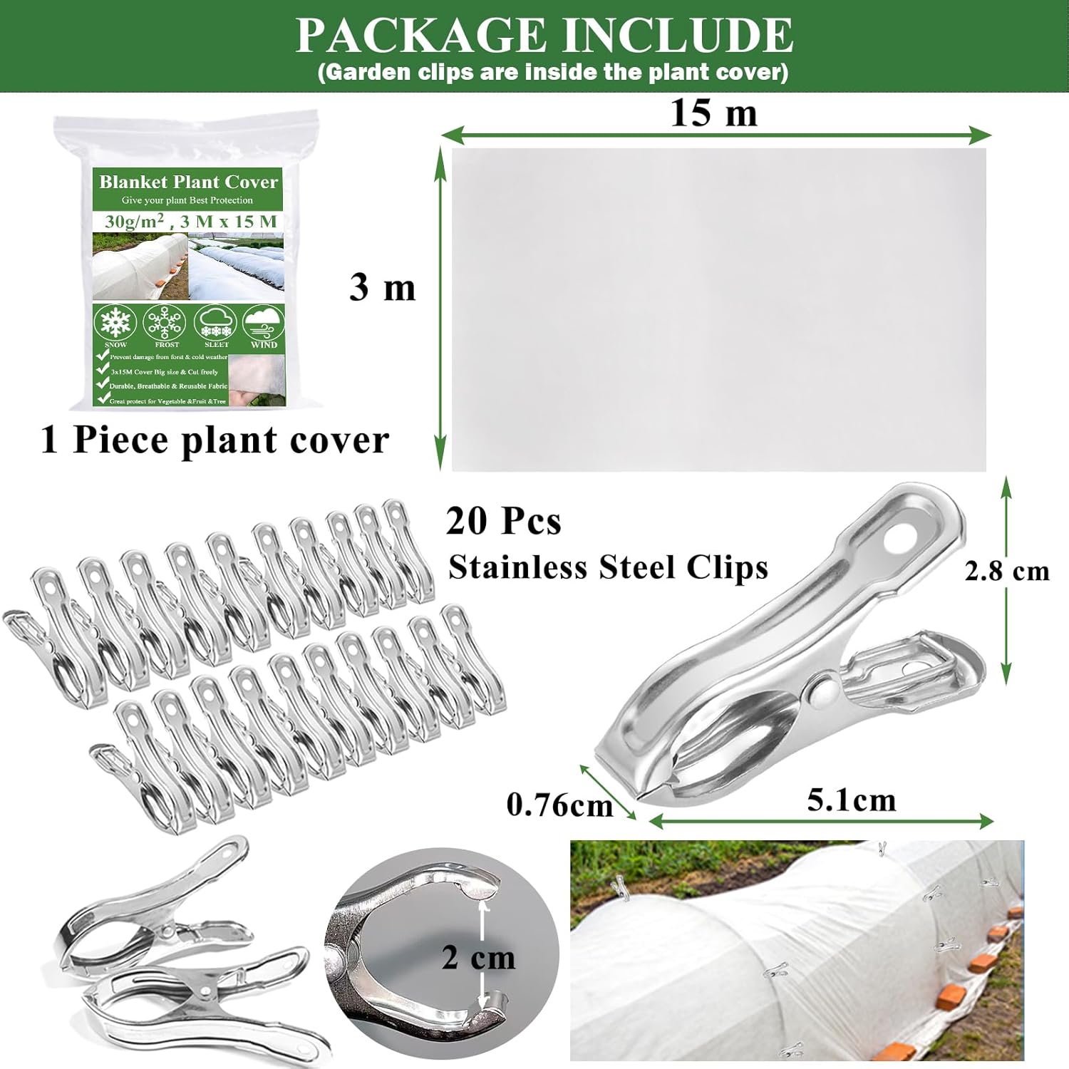 Detalle 2 de 3x garden fleece frost protection 15m