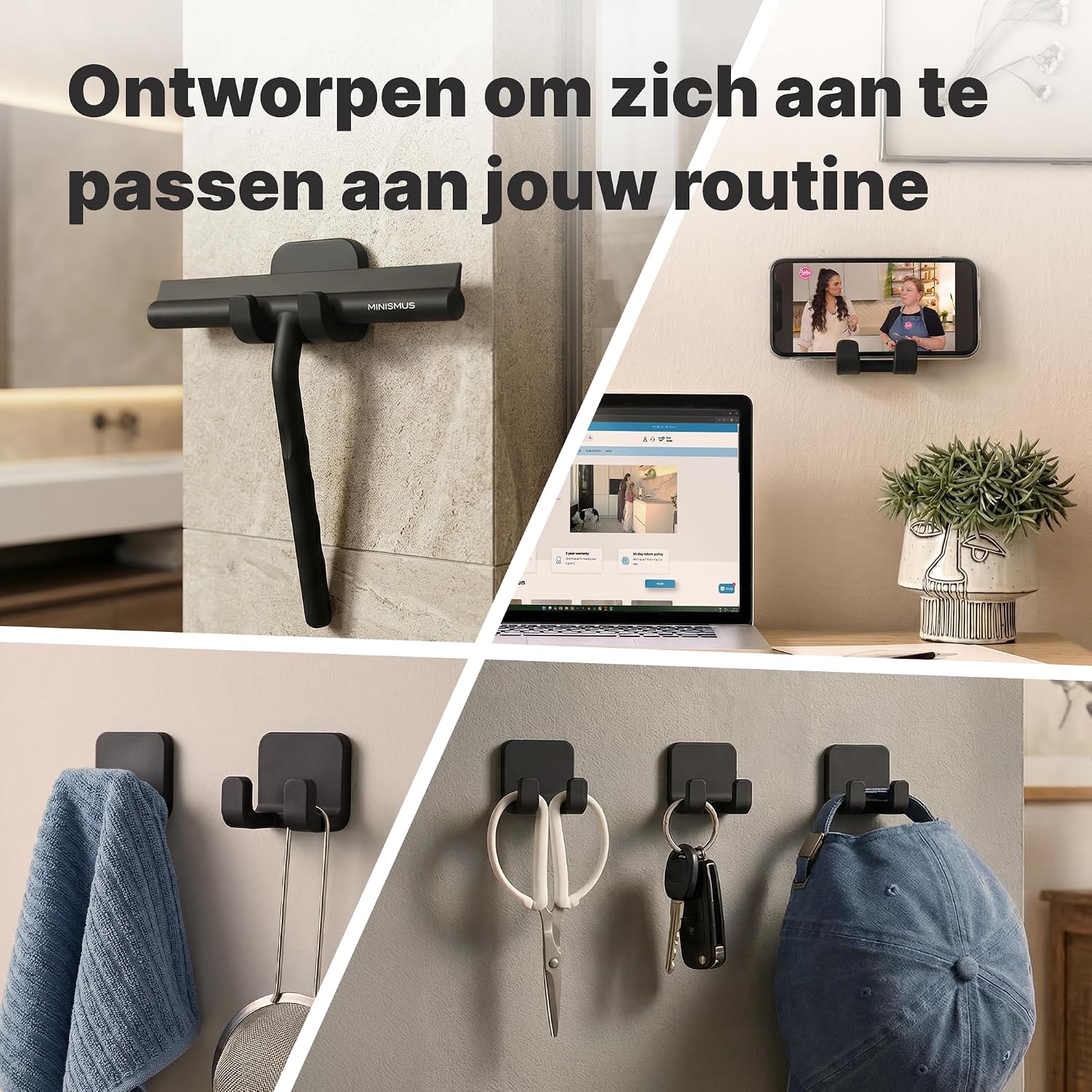 Detalle 2 de Minismus MI7801 scheermeshouder van silicone, zelfklevend en boorvrij