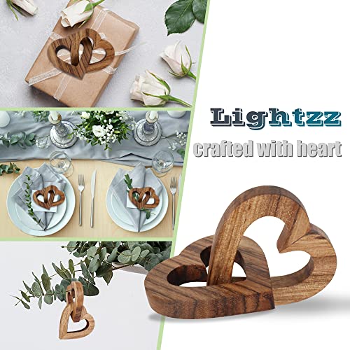 Detalle de Lightzz Olive Wood Linked Hearts 7cm