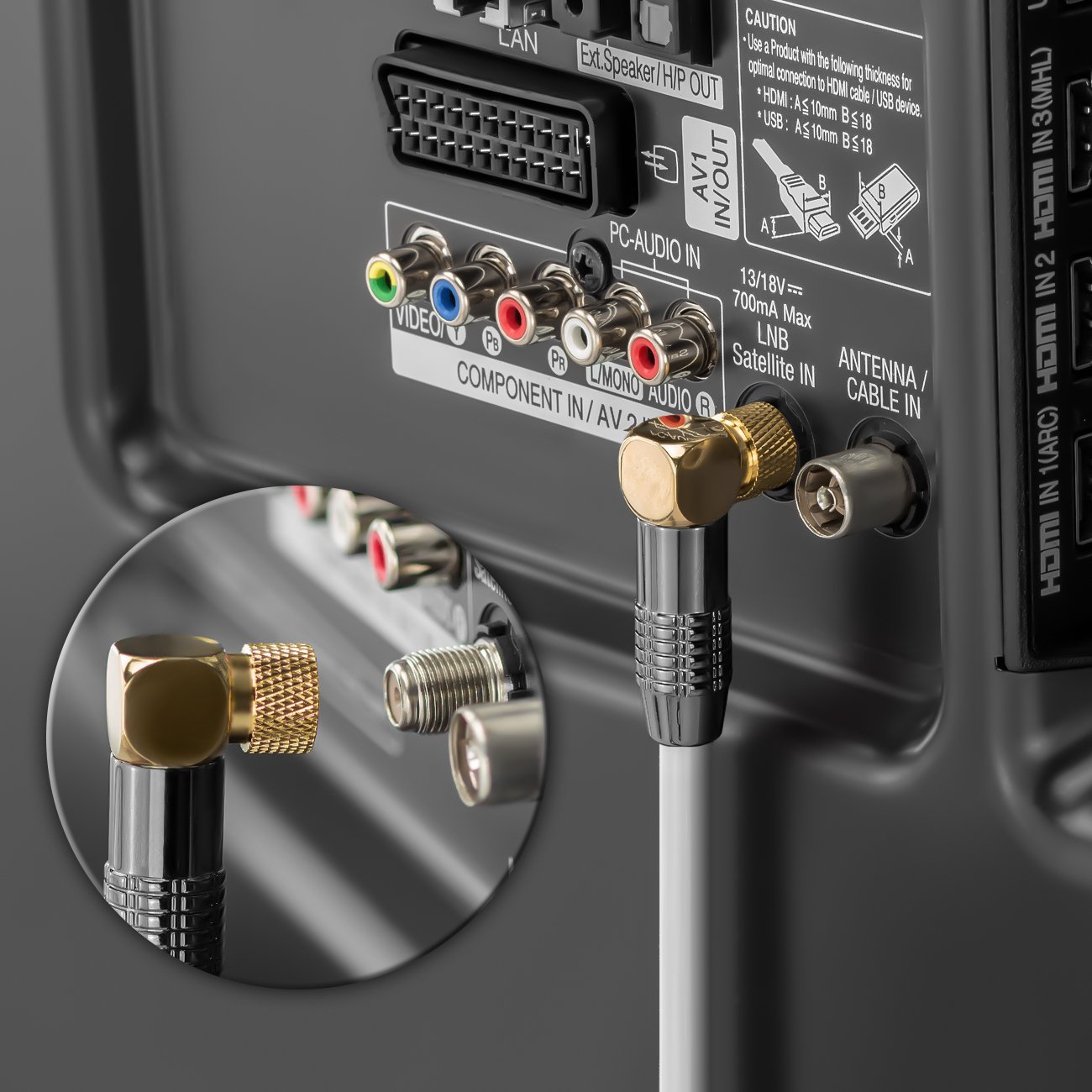 Thumbnail 6 de deleyCON 2m SAT Antennenkabel – 90° F-Stecker, 4K/HDTV, Weiß