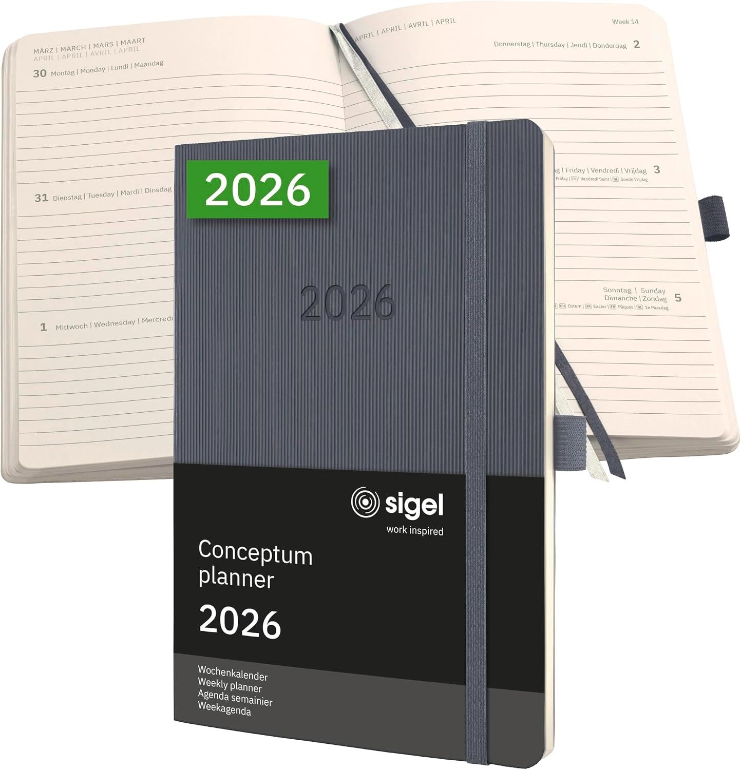 SIGEL C2636 Conceptum Wochenplaner 2026 – A5, dunkelgrau, Softcover, 192 Seiten