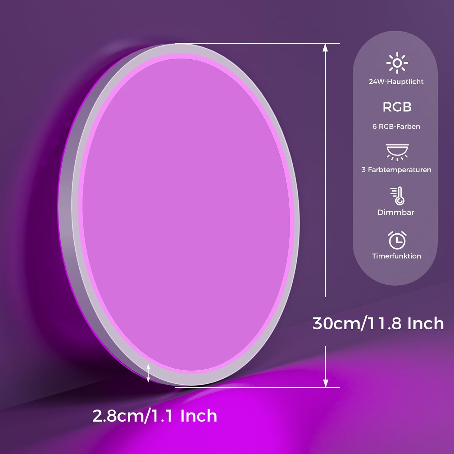 Thumbnail 6 de zemty LED Deckenleuchte 24 W RGB 30 cm