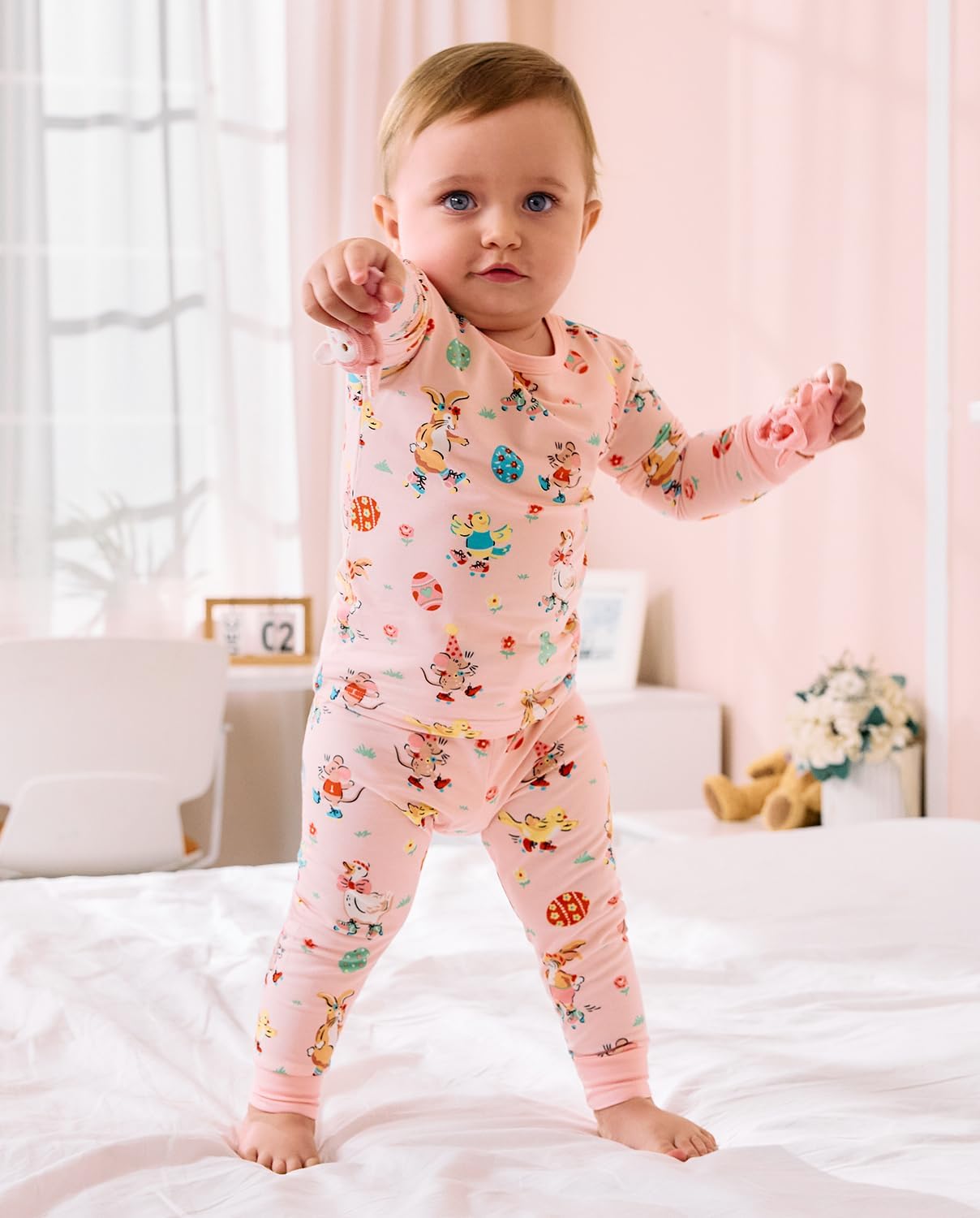 Detalle de babee Reshinee Bamboo Viscose Toddler Pajamas, Long-Sleeve Unicorn Mermaid 2-Piece