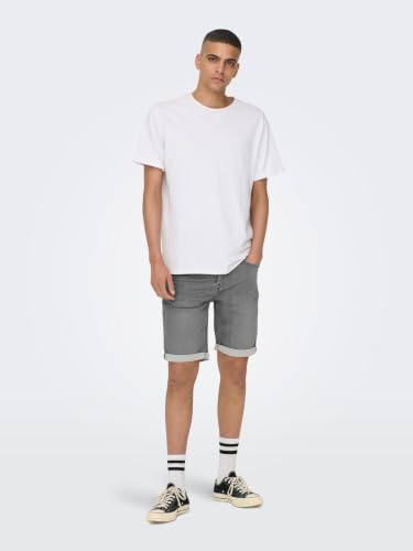 Detalle de Only & Sons Pantalones Cortos de Mezclilla para Hombre, Grey Denim, Talla S