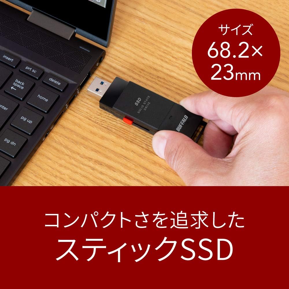 Detalle de バッファロー SSD-PUT500U3-B/N ポータブルSSD 500GB USB 3.2 Gen 1・ブラック