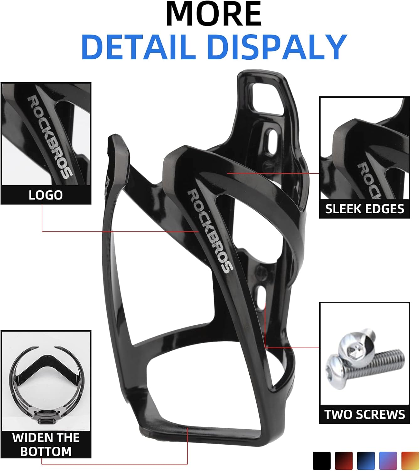 Thumbnail 2 de ROCKBROS Ultra-Light Bike Water Bottle Holder (2 Pack) – Universal Mount with Screws Tool