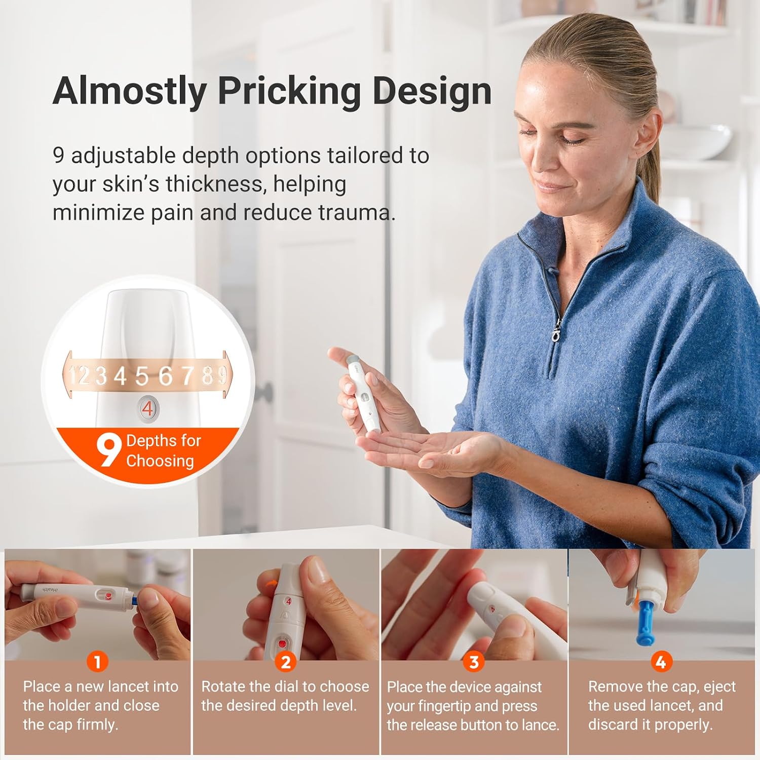 Detalle de iHealth Acacia AG-607 Blood Glucose Monitor Kit with 100 Strips and Lancets