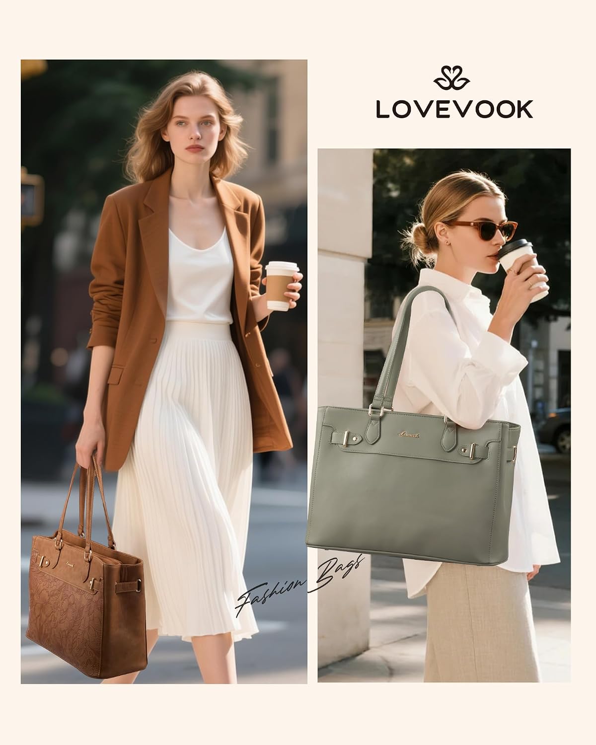 Detalle 2 de LOVEVOOK Laptop Tote Bag in PU Leather