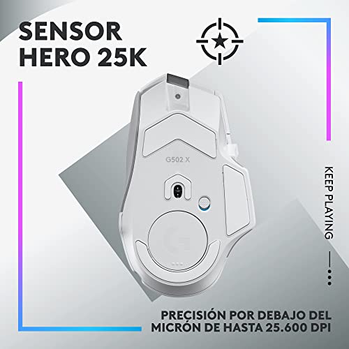 Detalle de Logitech G502 X Plus Lightspeed: Ratón inalámbrico gaming con LIGHTFORCE, HERO 25K y LIGHTSYNC