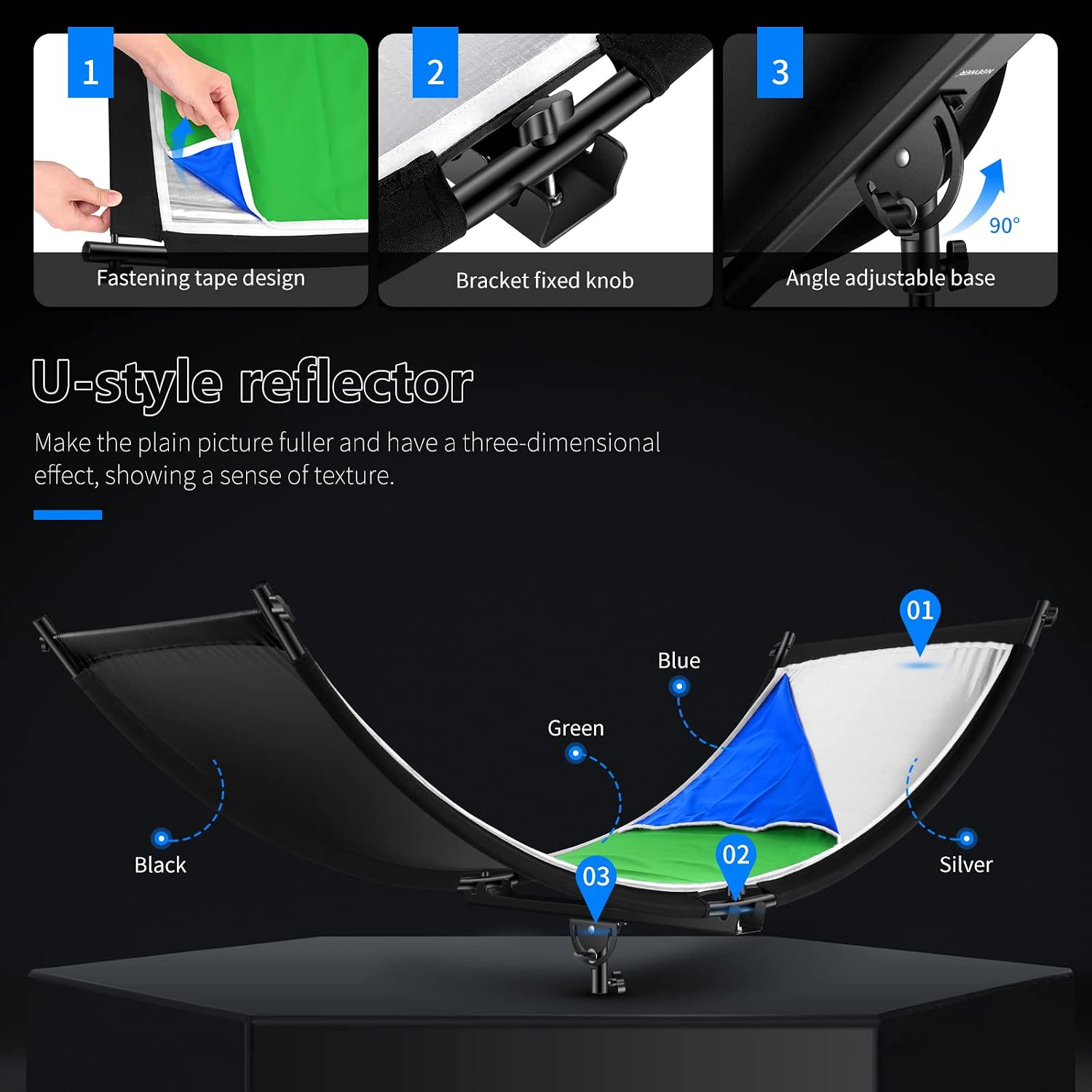 Thumbnail 5 de NEEWER Clamshell Light Reflector 66" x 24"