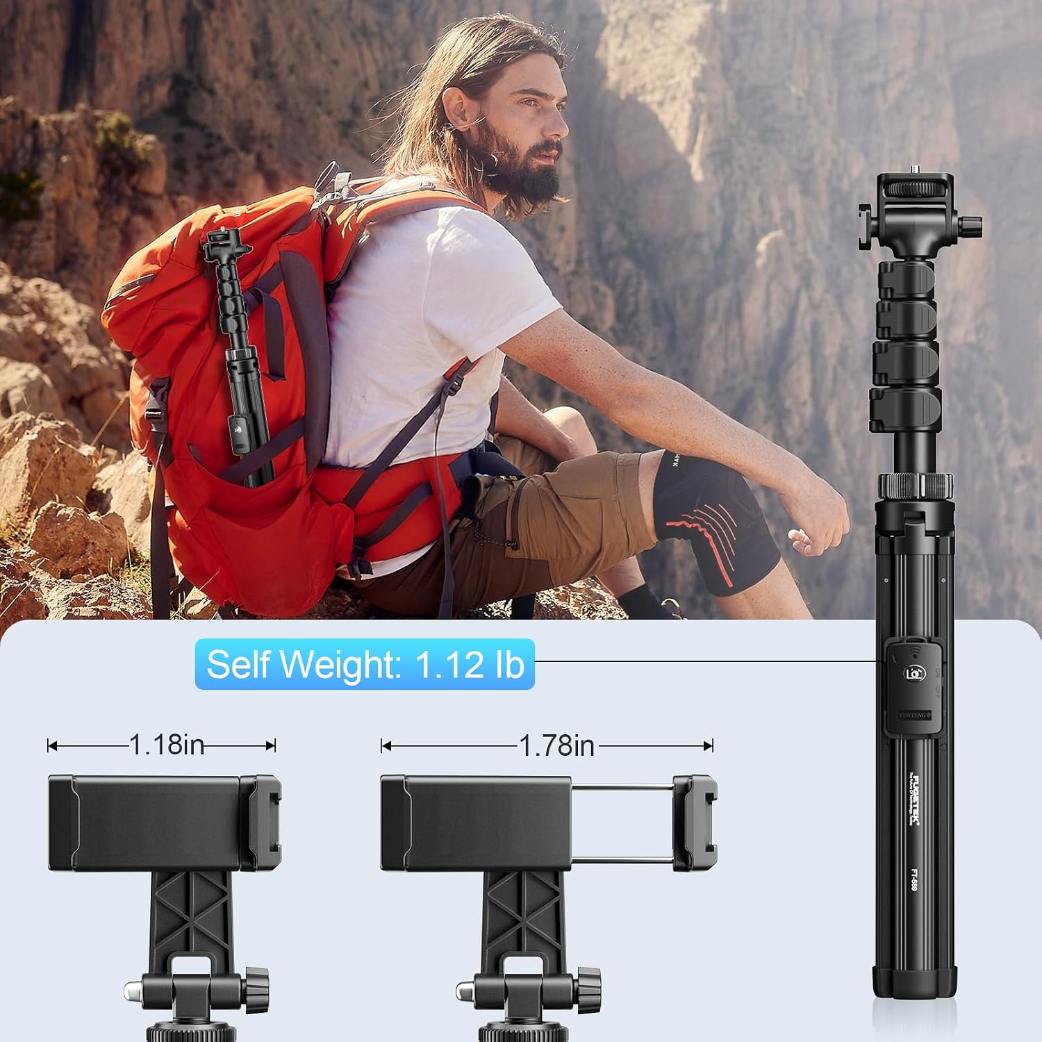 Thumbnail 6 de Fugetek 62" Professional Cell Phone Tripod 62