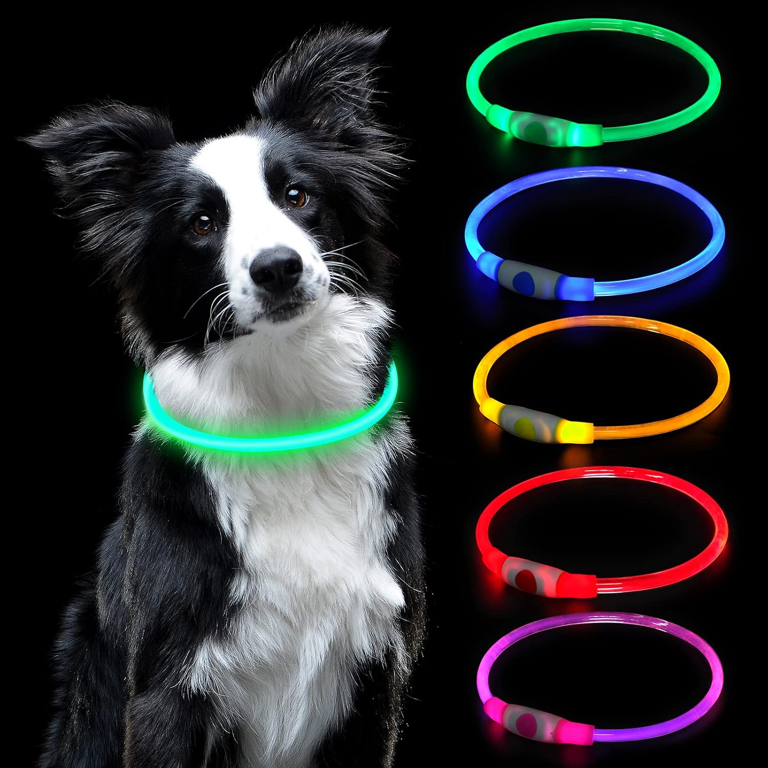 Detalle de AUAUY Collare Luminoso per Cani 70 cm 🐕