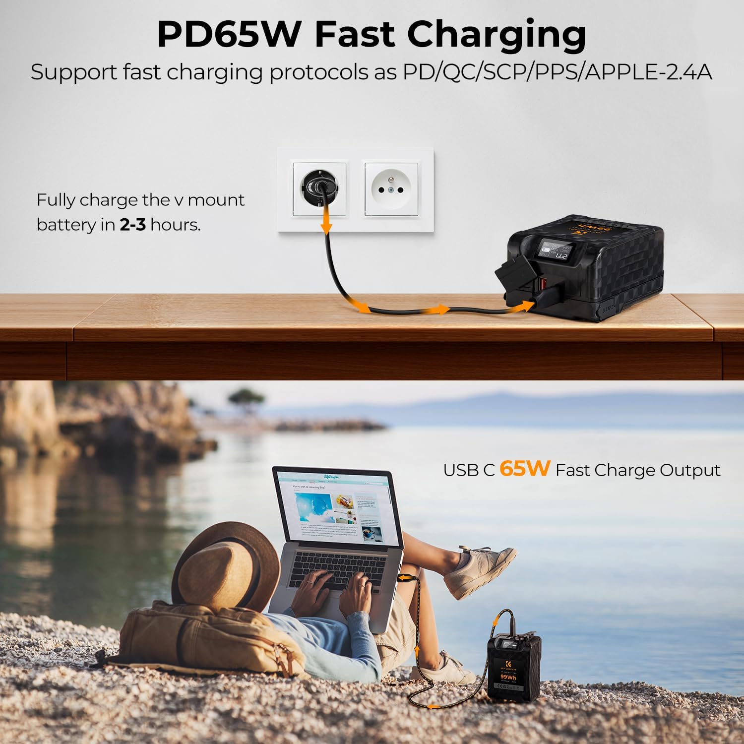 Thumbnail 3 de K&F CONCEPT V Mount Battery 99Wh (6700mAh): Compact, Versatile Power for Cameras and Accessories