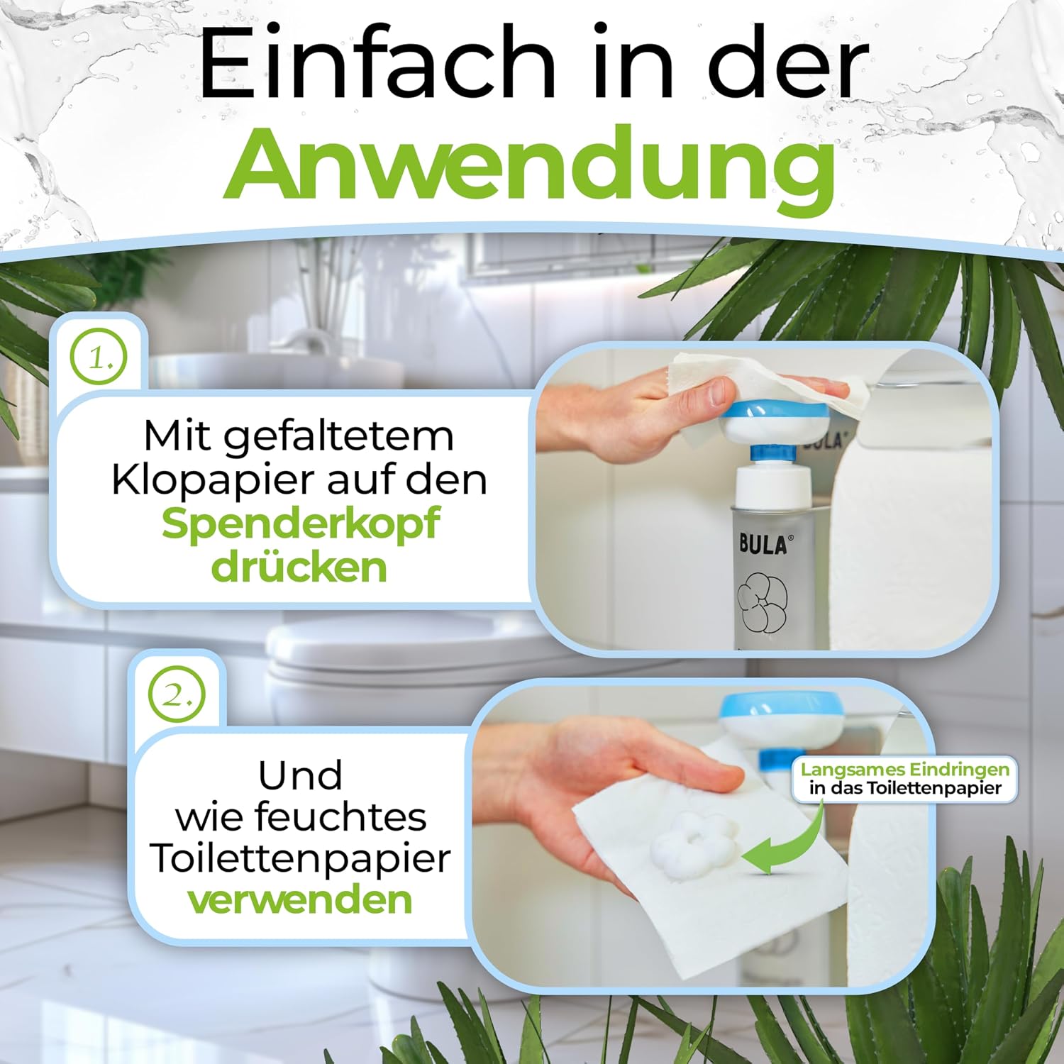 Thumbnail 2 de BULA Popo Öko Glas Bundle – Feuchttuch-Schaum Starterset mit Glasflasche & Nachfüll-Flasche
