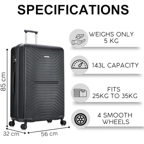 Detalle de FLYMAX XL 32" Extra Large Suitcase with 4 Wheels and 143 L Capacity