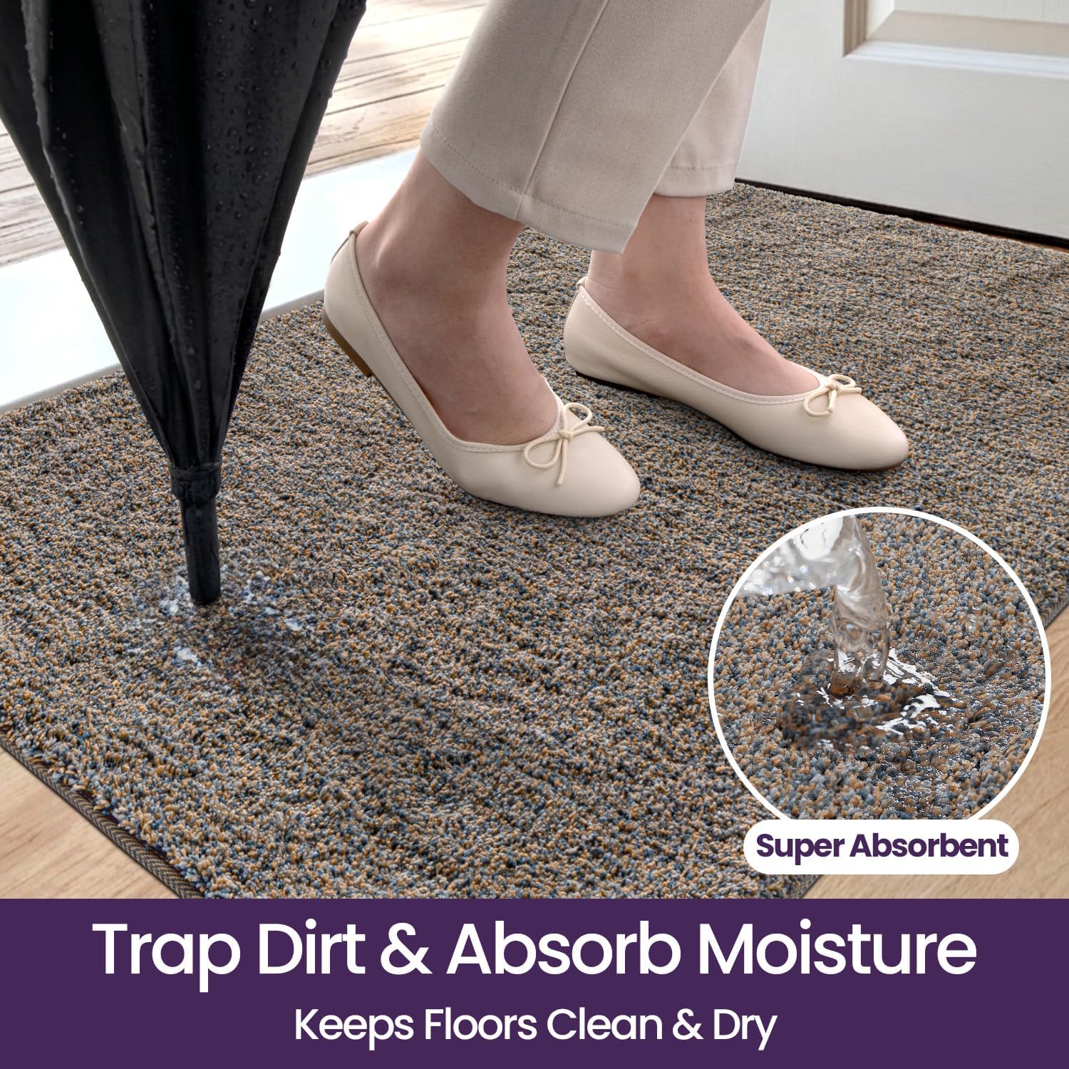 Thumbnail 2 de DEXI Dirt Trapper Indoor Doormat 120 x 180 cm (Brown-Blue) with Non-Slip Backing