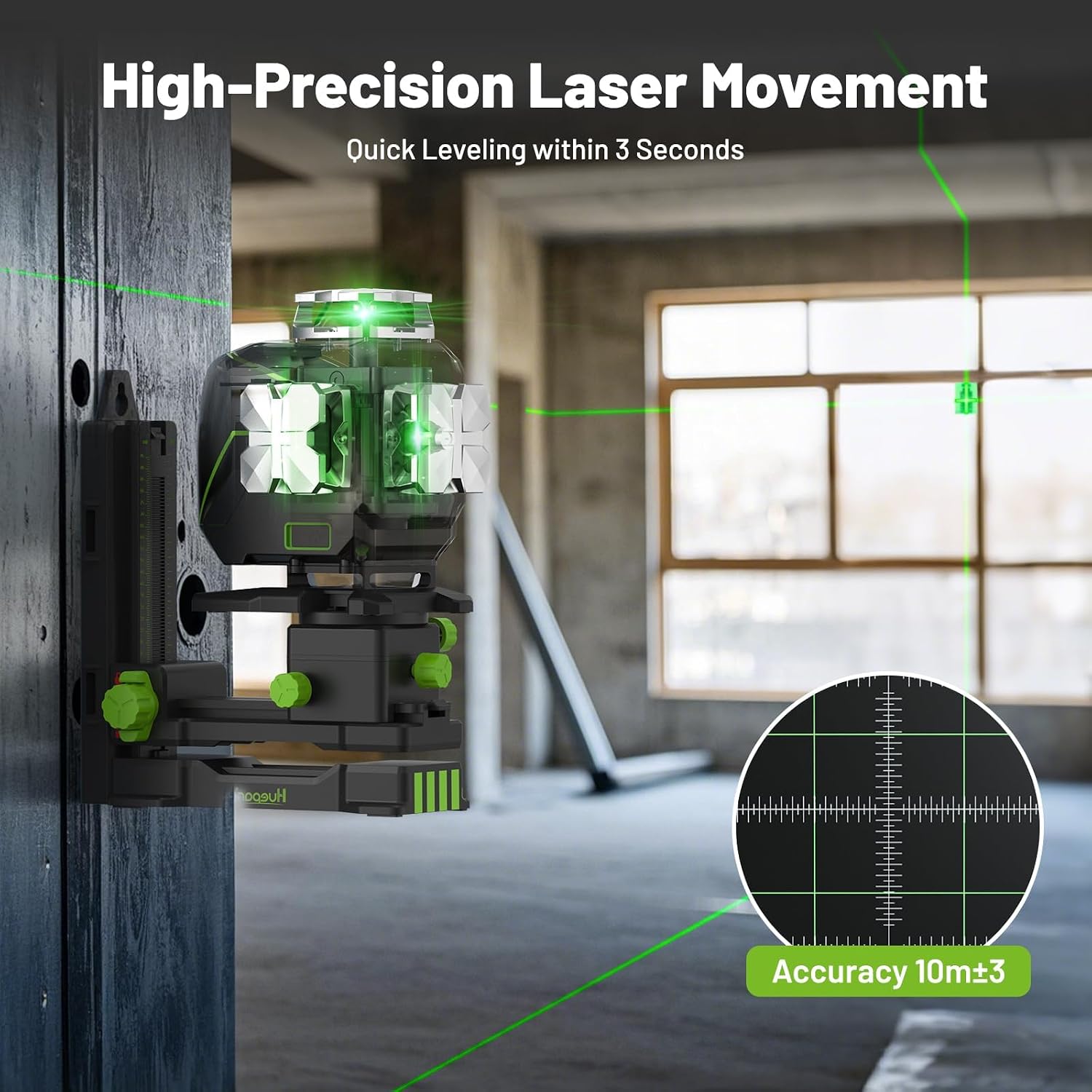 Detalle de Huepar S04CG 4D Laser Level: 4 x 360 Cross Lines with Bluetooth App Control