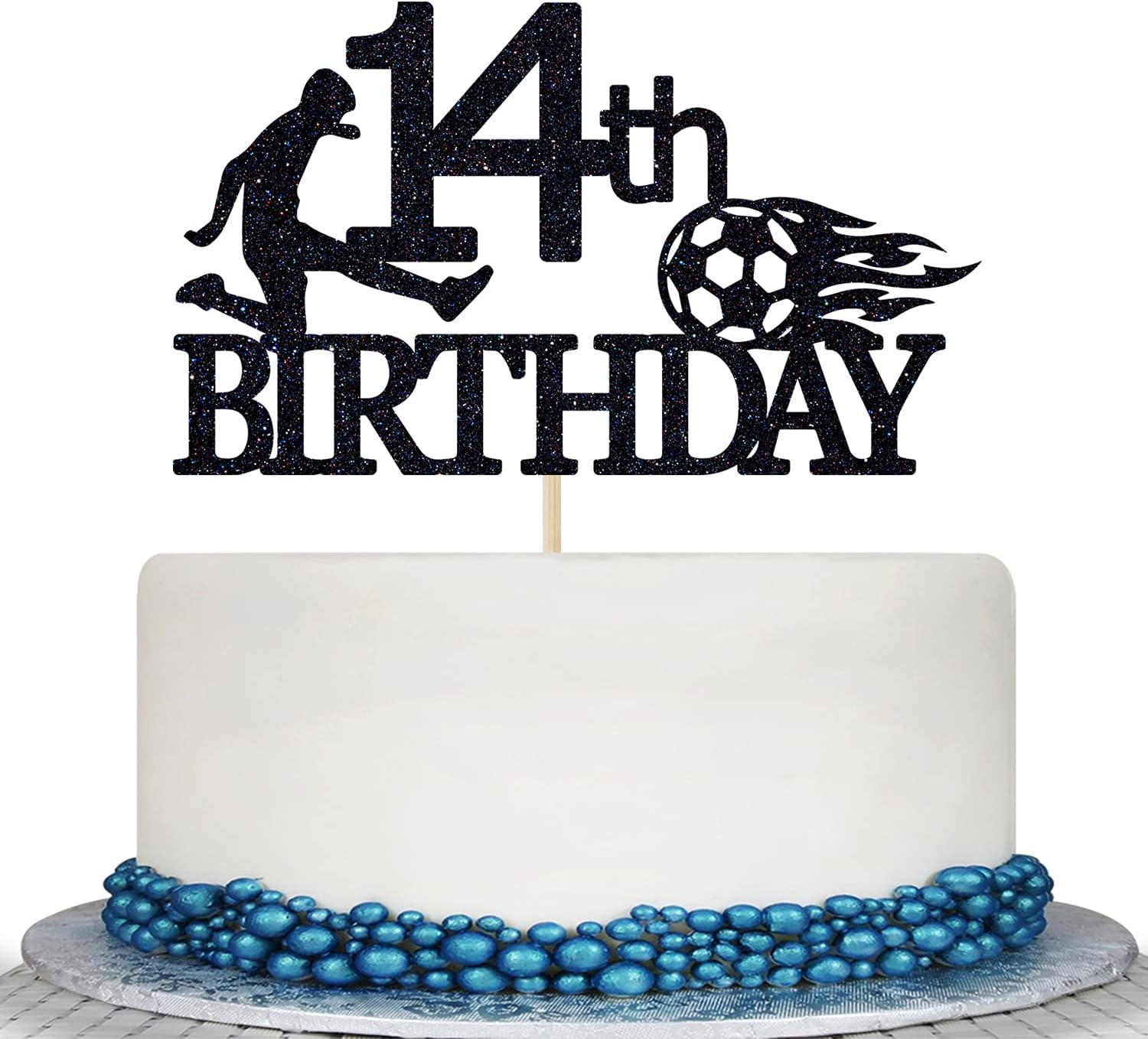 Detalle de 14th Birthday Cake Topper, Black Glitter