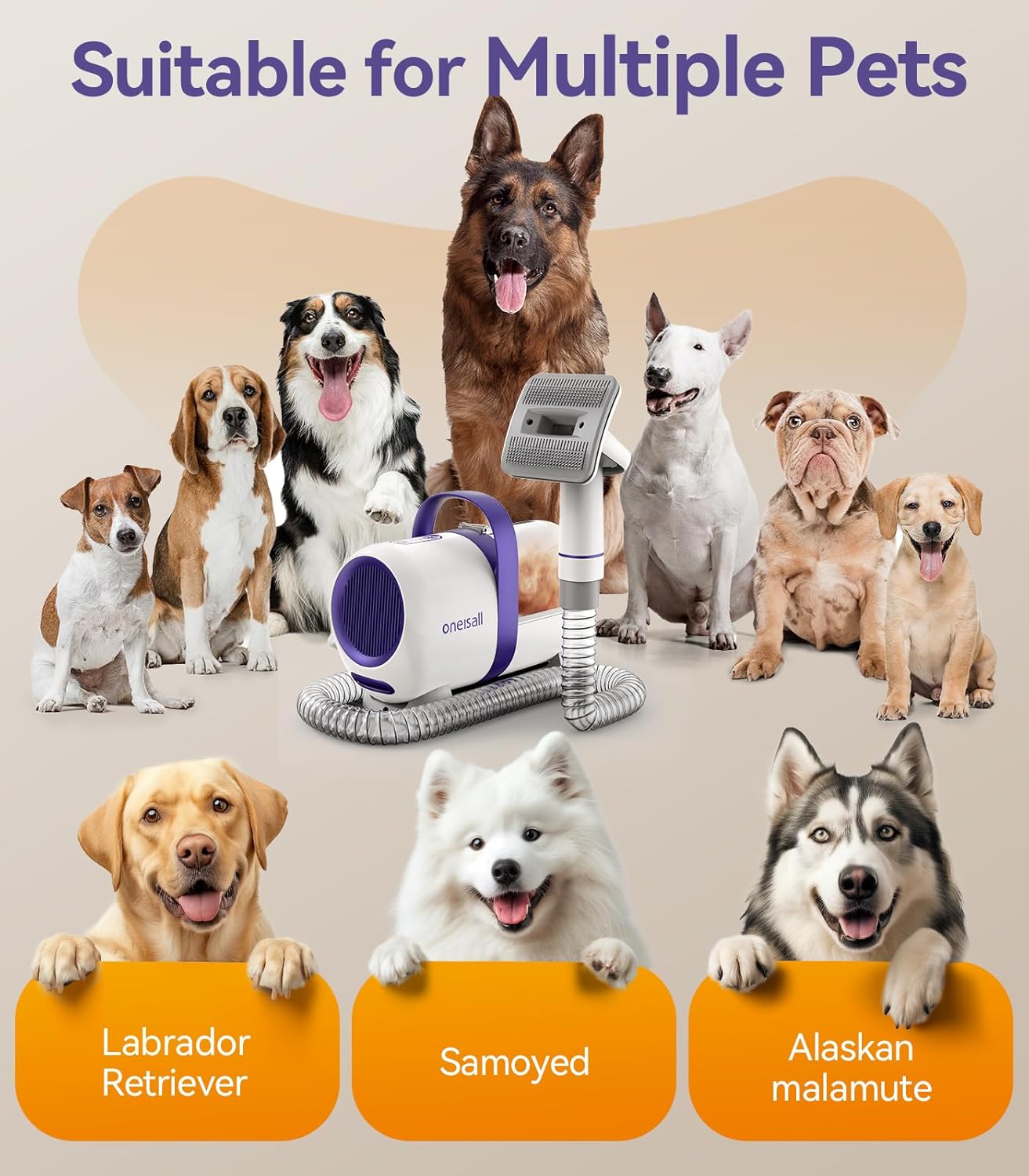 Thumbnail 6 de Oneisall Dog Grooming Vacuum Kit 12000Pa