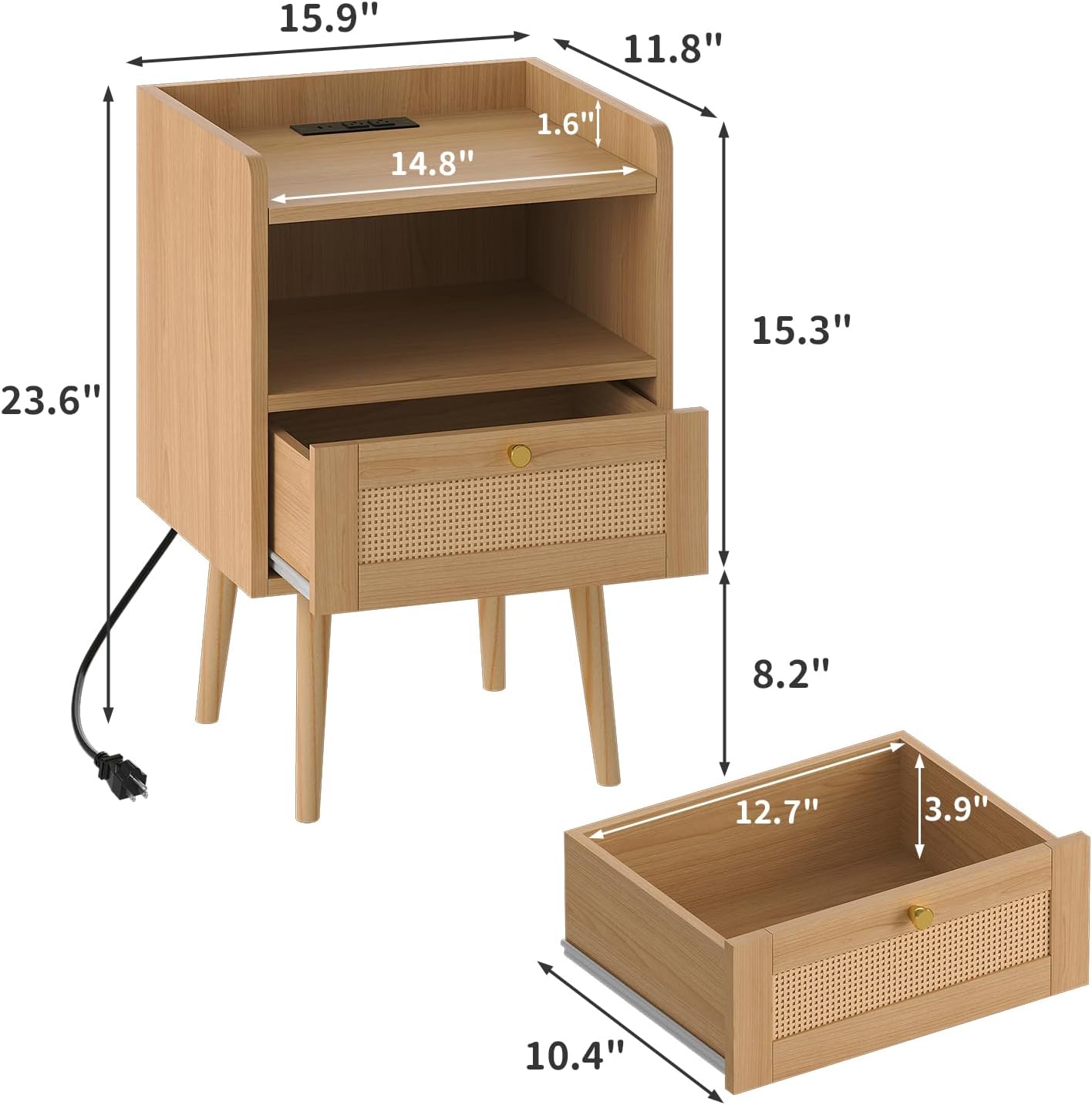 Detalle de MECHYIN Night Stand Set 23.6"H