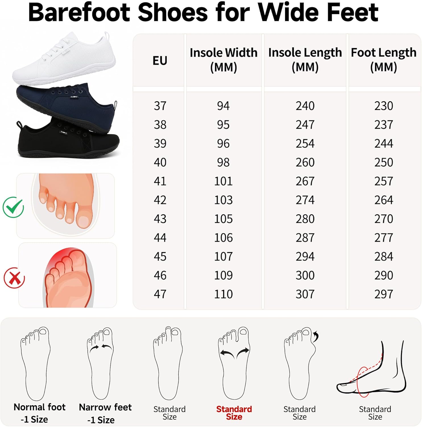 Detalle de Geweo Barfußschuhe Damen & Herren – flaches Barfußgefühl, breiter Zehenraum, rutschfeste Laufschuhe