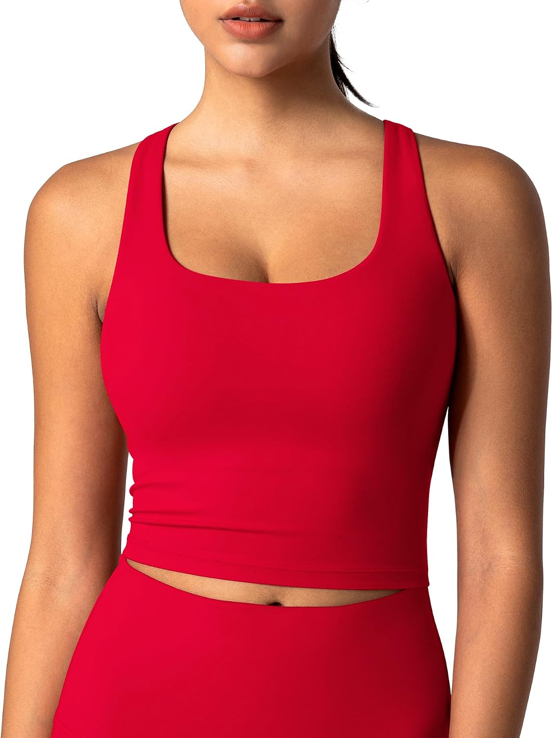 Detalle de BareLuxe QKCA250806BR Longline Sports Bra, Square Neck, Light Support