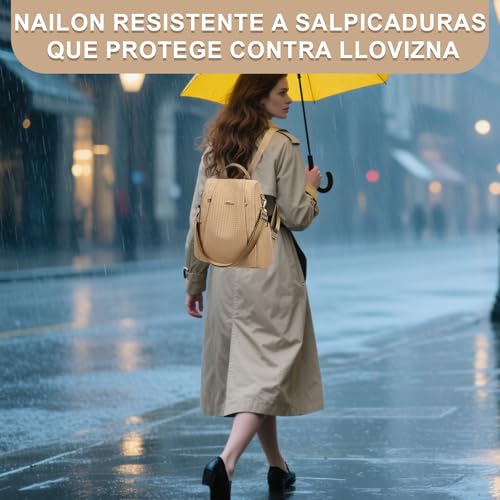 Detalle 2 de Mochila Eshow antirrobo para mujer, convertible en bandolera o bolso de mano