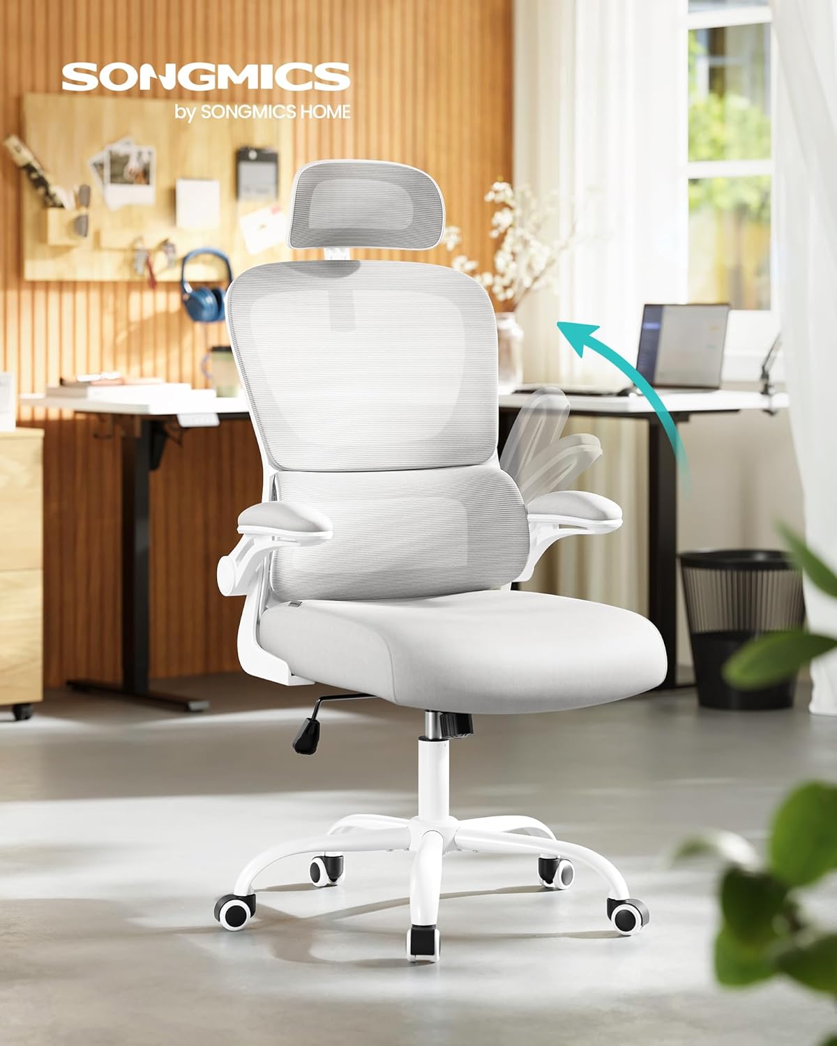 Detalle 2 de SONGMICS Bürostuhl OBN041G01 ergonomischer Netzstuhl