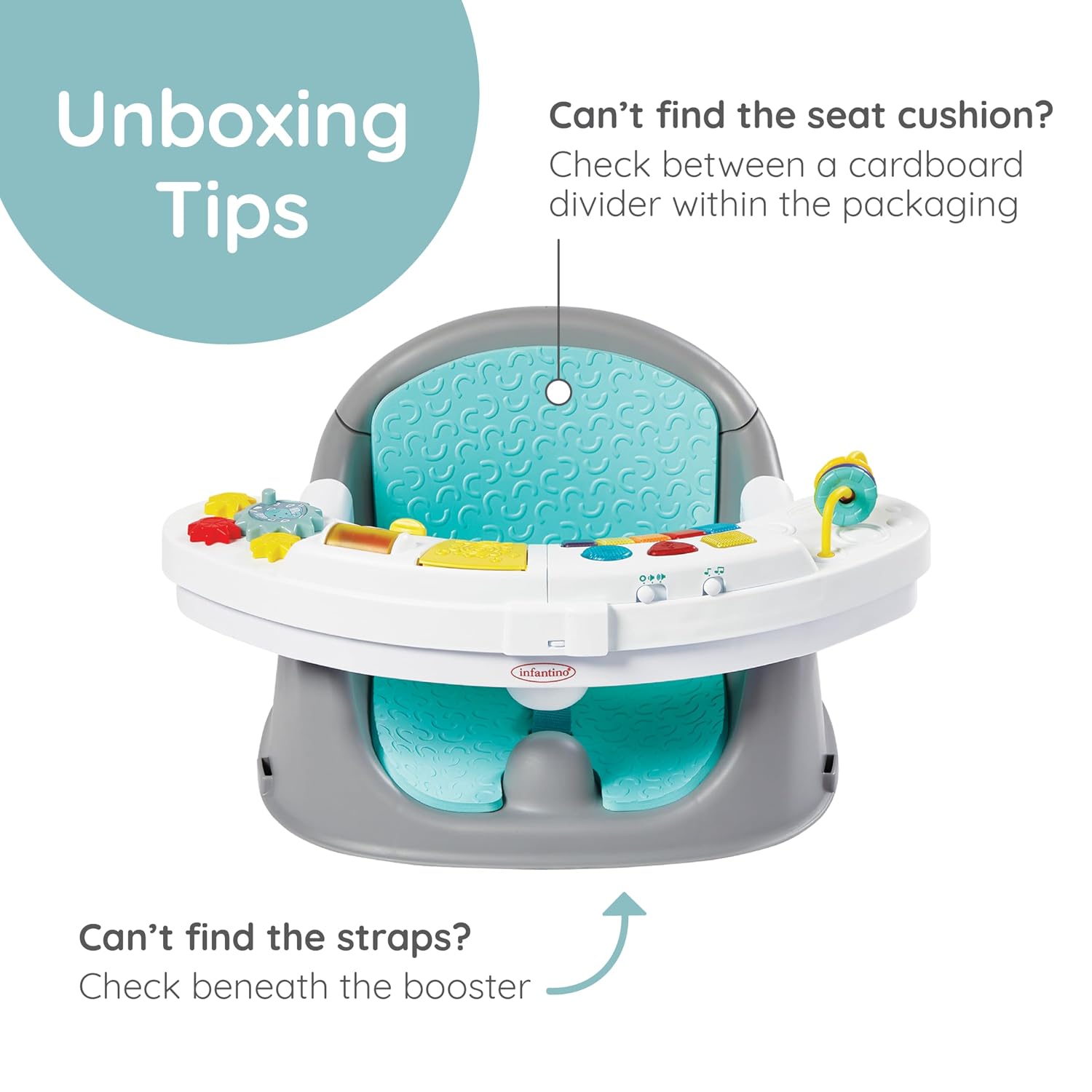 Thumbnail 4 de Infantino Music & Lights 3-in-1 Baby-Booster: Entdeckungssitz, Sitzerhöhung und Tischsitz in Blau