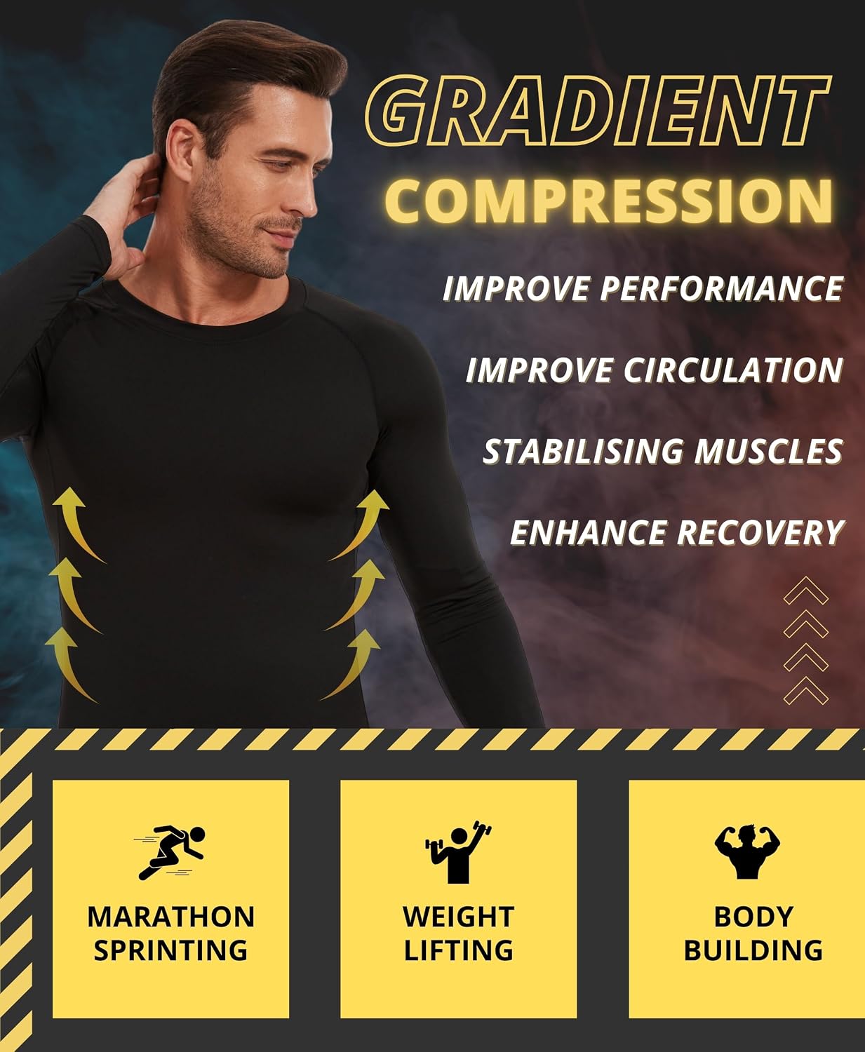 Detalle 2 de AMZSPORT Maglia Compressione Uomo 3 pezzi