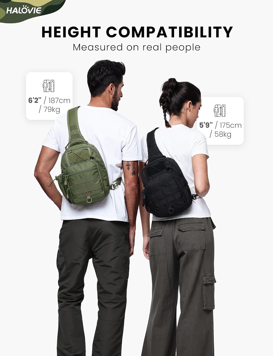 Thumbnail 6 de HALOVIE Taktische Brusttasche Herren Sling Bag – Anti-Diebstahl, MOLLE, 8 L, 600D Nylon