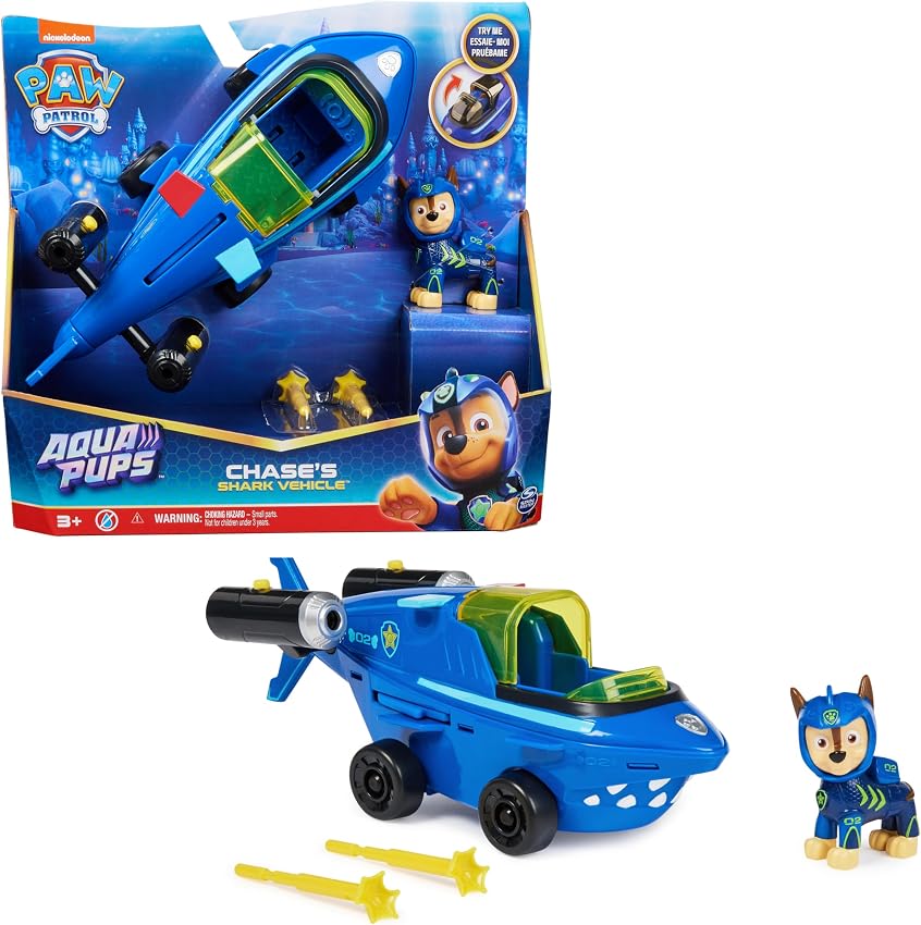 Detalle de PATRULLA CANINA - Aqua Pups - Vehículo Tiburón de Chase 🦈