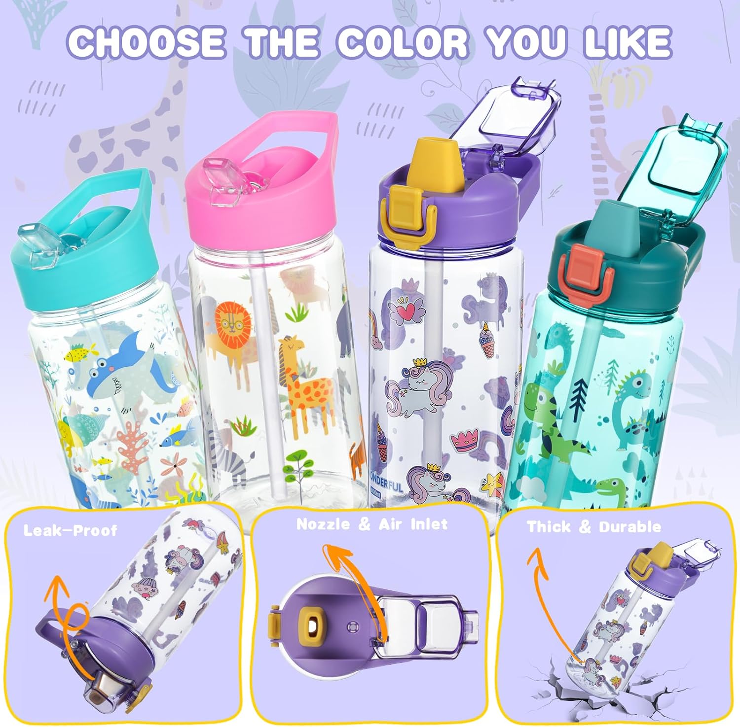 Thumbnail 4 de Flintronic Borraccia Bambini 600ML Unicorn: Tritan sicuro, ampia capacità e design a prova di perdita