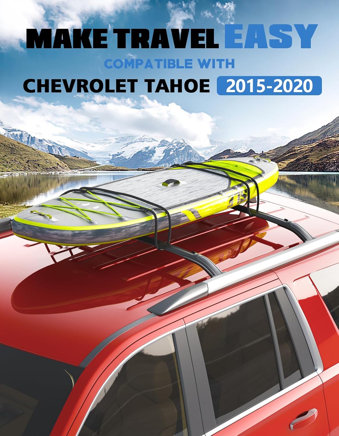 Thumbnail 6 de Fengyu Max 220lb Heavy Duty Roof Rack Cross Bars for 2015-2020 Chevrolet Tahoe/Suburban, GMC Yukon XL, Cadillac Escalade ESV – Aluminum Roof Rails