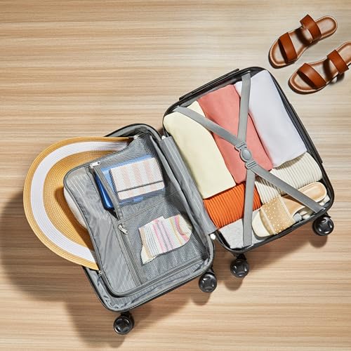 Detalle de Amazon Basics Hard Shell Small Suitcase (Rose Gold) – Expandable ABS Carry-On with 4 Double Spinner Wheels