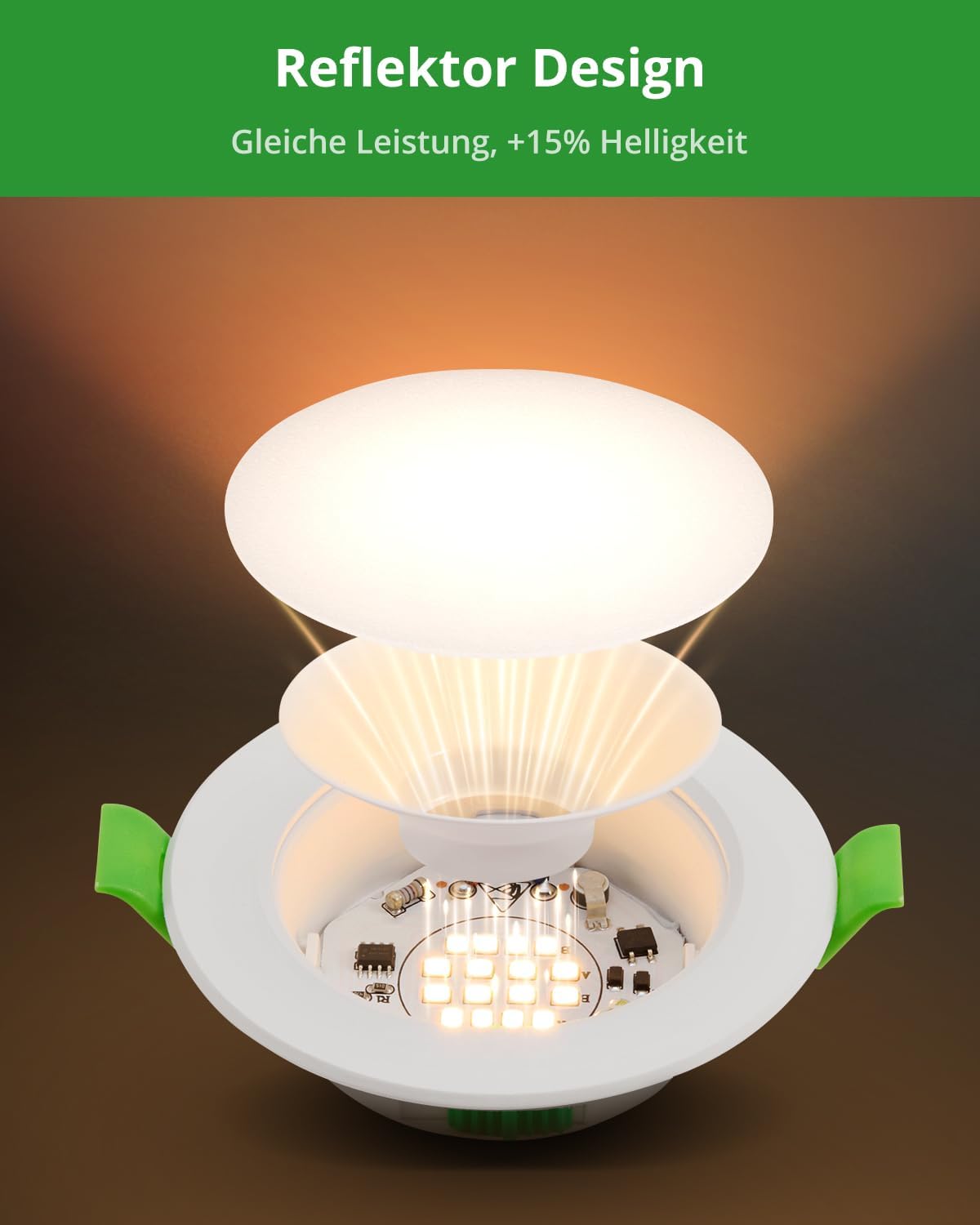 Thumbnail 6 de HOMEOW LED Einbaustrahler 230V 5W, 400LM – 10er Set, ultra flach 24mm, IP44, 68–80 mm Lochmaß, 2700K/4000K/6000K